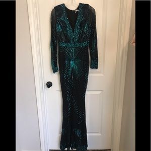 Emerald green sequin prom/evening dress